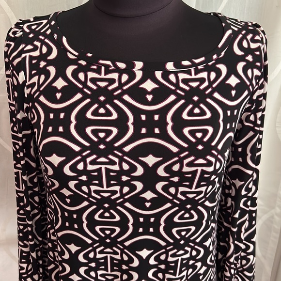 Laundry By Shelli Segal, Long Sleeve, Black Print Dress, Size 4 - Picture 3 of 7